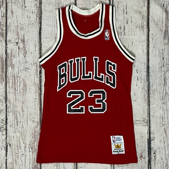 Michael Jordan Chicago Bulls 80s Vintage NBA Basketball Sand - Knit Jersey Small - Picture 1 of 6